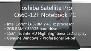 Toshiba Satellite Pro C660-12F laptop Intel Core i3-370M Windows 7 Professional