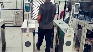 Flap barrier Gates with Face Access Control System AmpleTrails Biometric Attendance System
