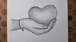 Charcoal Drawings, How To Draw Heart In Hand, Drawing Hobby Hand Drawings