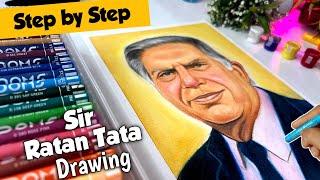 Ratan Tata Drawing | How to draw RATAN TATA | Sir RATAN TATA Drawing | Oil pastel drawing