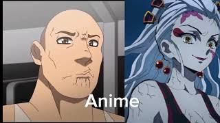 Anime vs Reddit Demon slayer (The rock reaction).