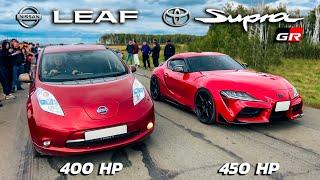 АТОМНЫЙ УТЮГ! Supra GR vs Nissan LEAF vs AMG GLA45 vs Zeekr X vs + EVO 7 vs TIGUAN