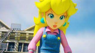 Giant Princess peach attacks Super Mario and Amy Rose at the fun fair big wheel.