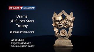 360 View - SSR29 Decade Awards Drama 3D Gold Sport Stars Trophy - Star Theater Award