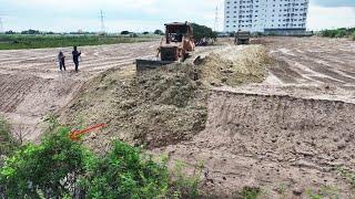 Start New Project Huge Size FLOOD Land Filling Up Bulldozer KOMATSU D58E 24Ton Truck Delivery Dirt