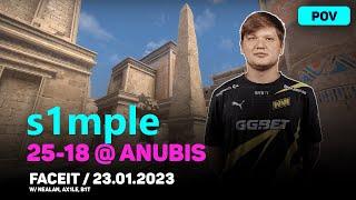 CSGO POV s1mple (25-18) (ANUBIS) @ FACEIT / Jan 23, 2023