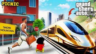 Shinchan and Franklin Start A New Trip Train Journey With Avengers Los Santos To Mountain in GTA 5