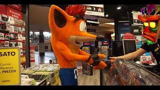 Crash Bandicoot Cosplay buys CTR Nitro Fueled in a Gamestop