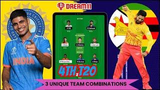 Ind vs Zim 4th T20 dream11 prediction | match 4 #indvszim