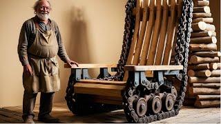 A Masterpiece in Woodworking Elderly Craftsman Builds Tank Inspired Chair // Woodworking Skills