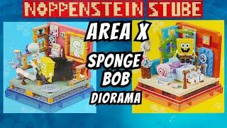 Bikini Bottom in einer Acryl Box | Area X SpongeBob Square Pants Diorama Klemmbaustein Set | Barweer