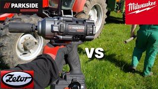 Llave de impacto Parkside PASSK 20 Li A1 vs tractor ZETOR. Comparación de Milwaukee