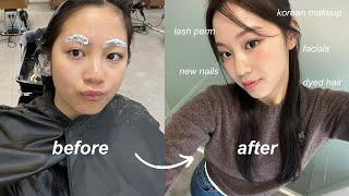 $1000 GLOW UP in KOREA (dyeing my hair, k-pop makeup, lash perm, etc)