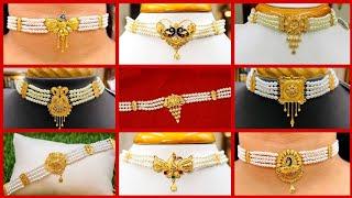 Light weight Gold Pearl Choker Necklace Desings wite weight &price  @Sanchitassimplelife