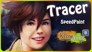 Tracer Overwatch Трейсер Photoshop portrait drawing speedpaint