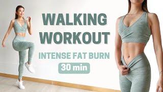 30 MIN WALKING CARDIO WORKOUT | Intense Full Body Fat Burn at Home ~ Emi