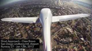 Crazy Short Approach KSAN RWY 27 Landing Diamond DA 40 VFR