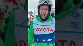 Clive Healy speaks after his Novice Giant Slalom performance