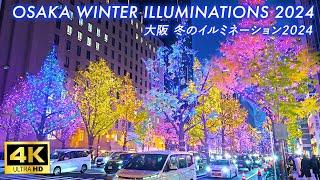 【4K Japan Walk】Beautiful illuminations in Midosuji, Osaka that boast a world record