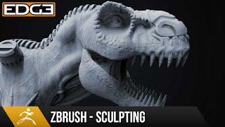 #4 Zbrush Sculpting Tutorial for Beginners Series - Organic & Hard-Surface T-Rex 1080p HD