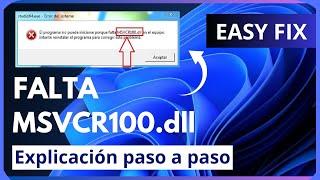 El programa no puede iniciarse porque falta MSVCR100.dll en el equipo SOLUCIÓN