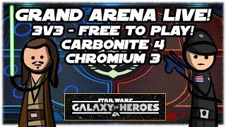 SWGOH 3v3 GAC!  Free to Play - Carbonite 4 AND Chromium 3 Accounts!