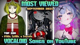 [TOP 200] Most Viewed VOCALOID Songs on YouTube (September 2024)