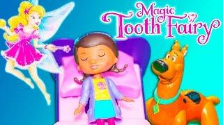 Playing the Magic Tooth Fairy Game  with Scooby and Doc McStuffins Toys