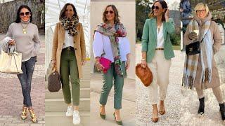 Letest  cold weather outfits For women Over 40+50 || Winter Business casual outfits for women