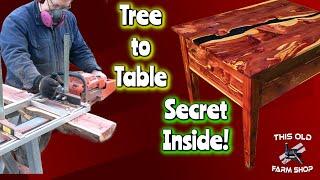 Stunning Cedar Epoxy River Table with Secret Drawer | DIY Furniture Project