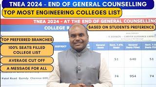 🟥 End of TNEA 2024 General Counselling | TOP MOST & STUDENTS PREFERRED Engg. Colleges & Branches