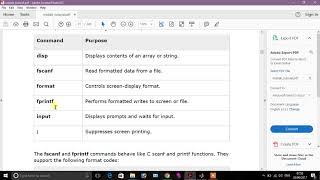 Input and output commands in matlab.