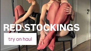 Red stockings try on haul AMAZING!