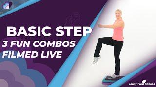 Live Step Aerobics Basic Workout with 3 Fun Combos | Heart Pumping Cardio Bursts | At-Home Fitness