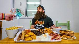 WIN THE CASH JACKPOT IF YOU FINISH THIS UNBEATEN BREAKFAST CHALLENGE FAST ENOUGH! | BeardMeatsFood