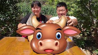 【陕北霞姐】600元50斤大牛头，霞姐用大锅炖5个小时，喝酒吃肉，朋友们都说猛香了！