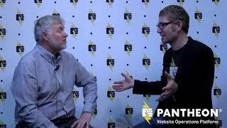 Jim Ewel from AgileMarketing.net talks with Roland Smart at DrupalCon 2019