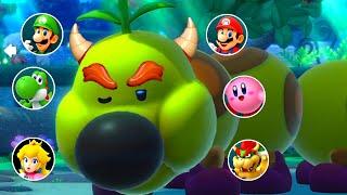 Super Mario Party:All Minigames Showdown Mario Cat vs Luigi Cat vs Bowser vs Kirby on Max Difficulty