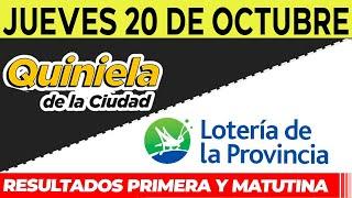 Quinielas Primera y matutina de La Ciudad y Buenos Aires, Jueves 20 de Octubre