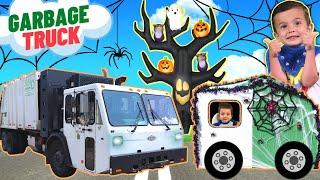 Spooky Garbage Truck Smashing Pumpkins | Trash Trucks Rescue Pumpkins | Big Trucks for Kids | Play