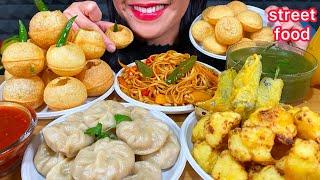 ASMR CHOWMEIN NOODLES, VEG MOMO, SPICY PANI PURI, VEG PAKODA MASSIVE Eating Sounds