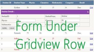 aspnet add form under gridview row