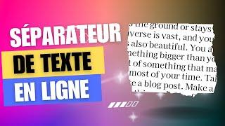 Outil en ligne pour séparer du texte