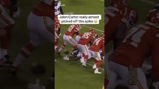 He was this  close #nflfunnymoments #jalencarter #patrickmahomes #eagles #chiefs #mmf #nflfunny