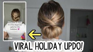 VIRAL HOLIDAY UPDO FOR BEGINNERS! STEP-BY-STEP HAIR TUTORIAL