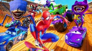 GTA V SPIDER-MAN 2 , CATNAP, IRONMEN vs SONIC THE HEDGEHOG Join in Epic New Stunt Racing