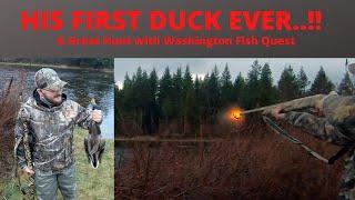 His FIRST Duck, a Hunt with Washington Fish Quest Channel. Nice Mallard!