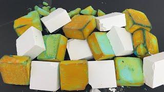 18 Green Dyed and Plain Gym Chalk Blocks crumble | Satisfying ASMR | Sleep Aid