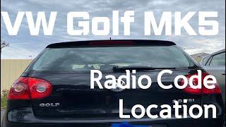 How to get Radio Code | VW golf5 VW MK5 | Radio code Location