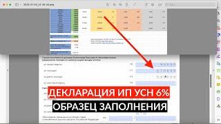 Декларация ИП УСН 6% без сотрудников за 2023 год с учетом страховых взносов ОБРАЗЕЦ ЗАПОЛНЕНИЯ